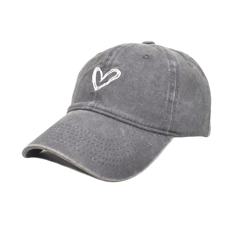 Wholesale Cotton Heart Embroidered Washed Baseball Cap